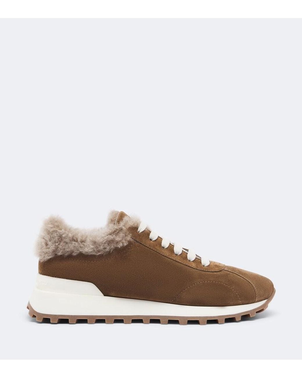 Brunello Cucinelli Brown Monili Shearling-Lined Suede Sneakers