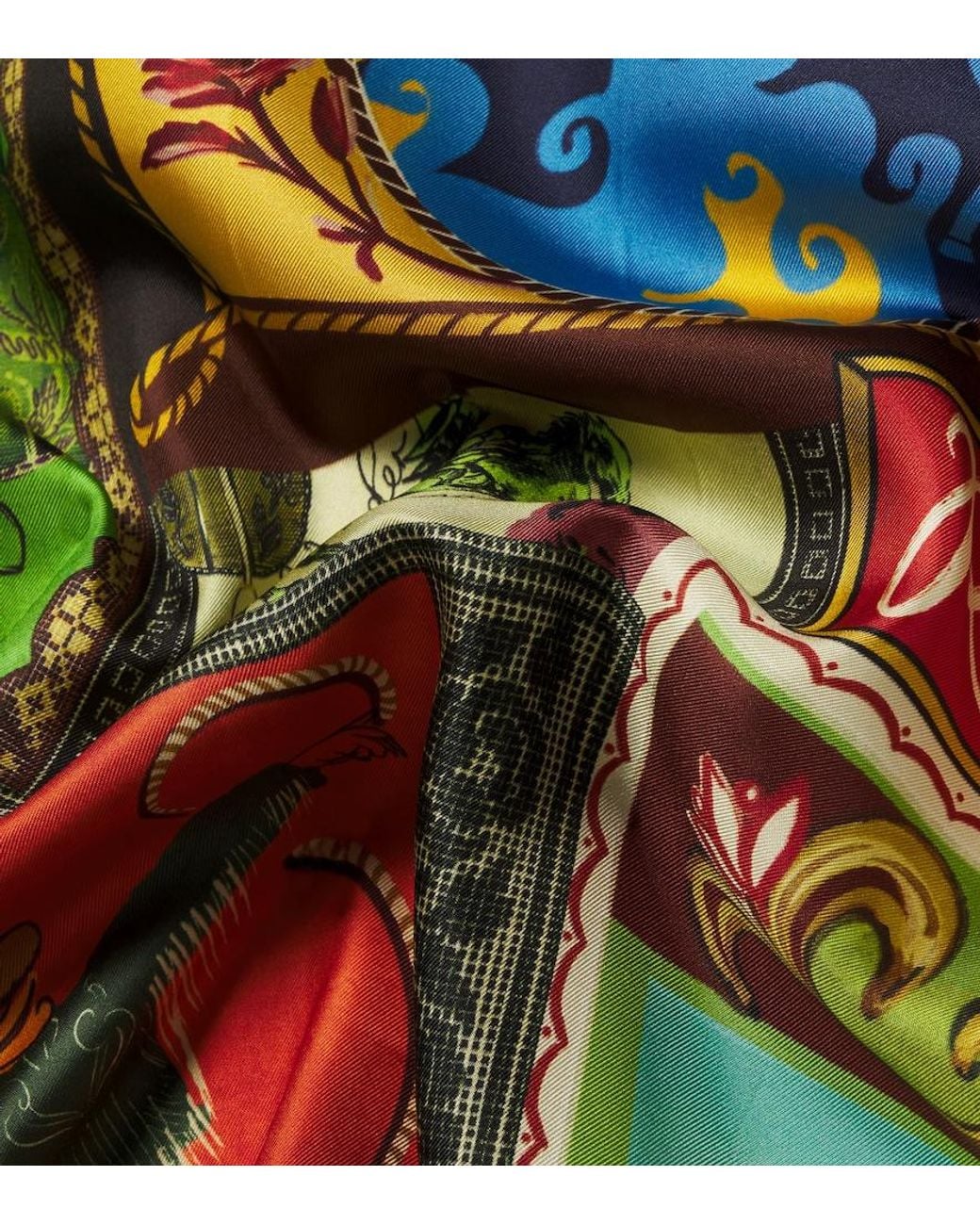 ALÉMAIS Black Ace Printed Silk Scarf