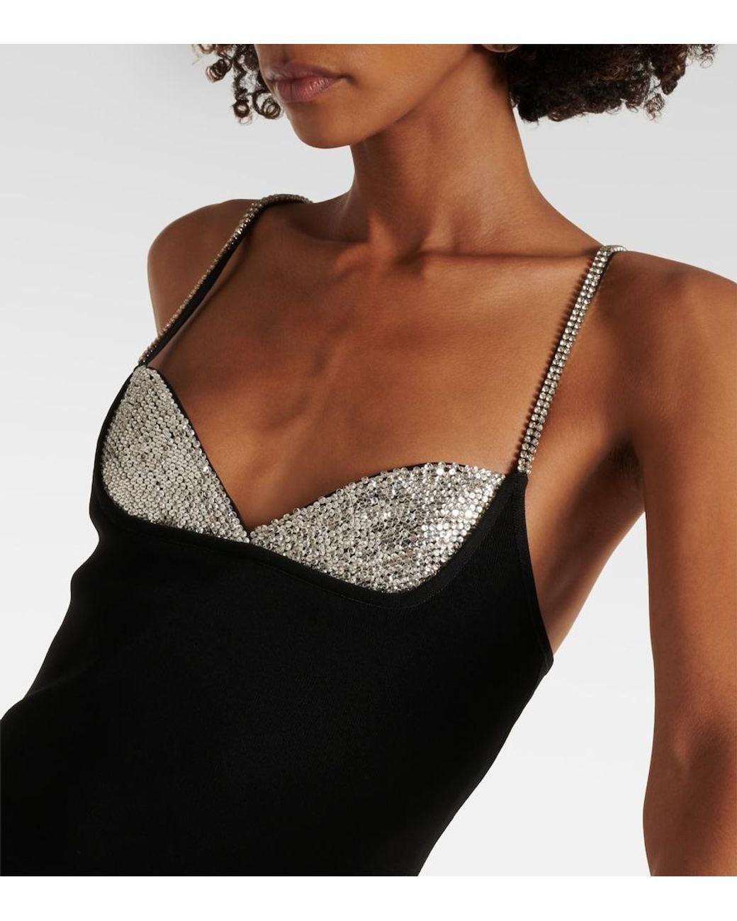Balmain Black Dress With Shimmering Crystals