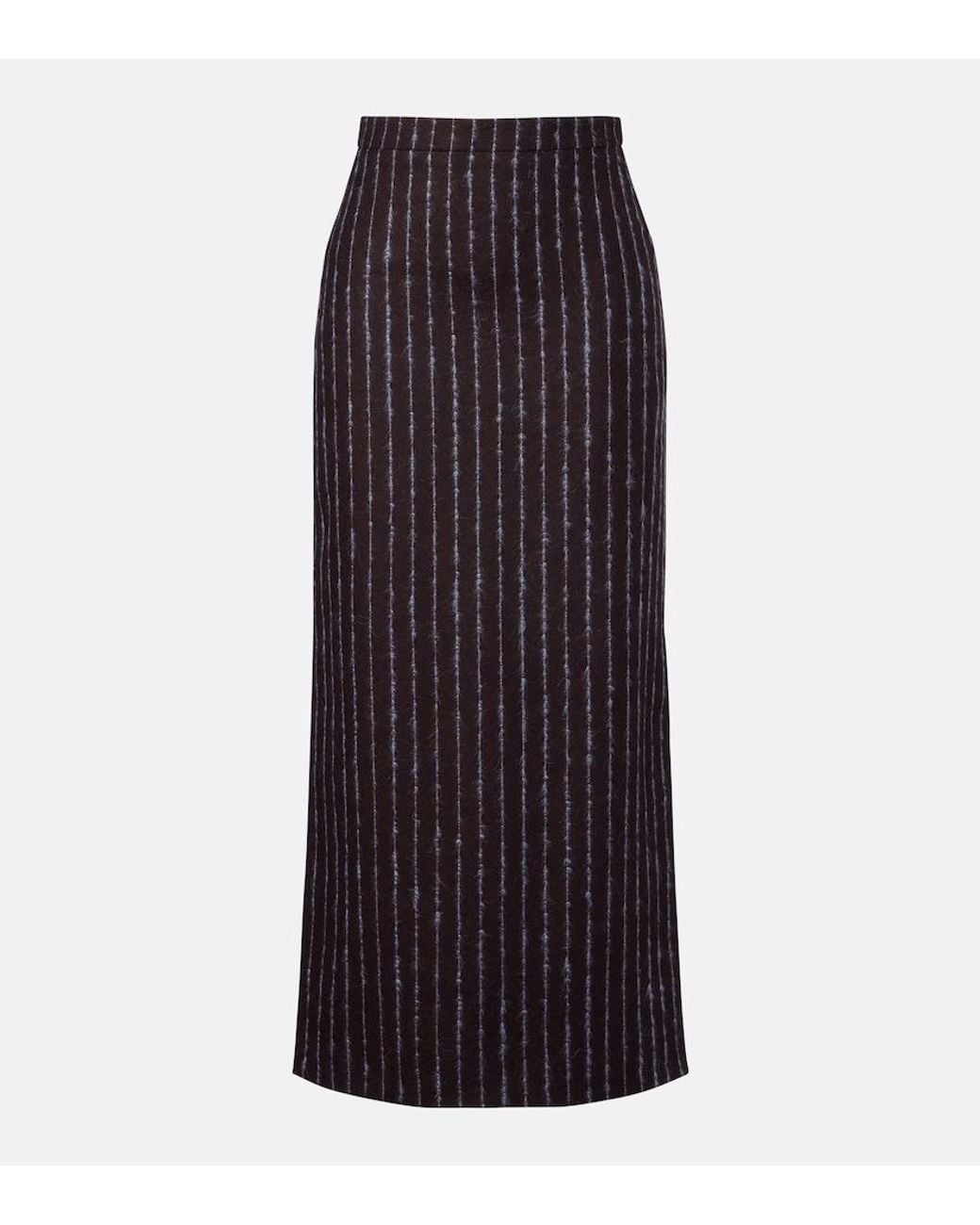 Erdem Purple Pinstripe Wool And Mohair Pencil Skirt