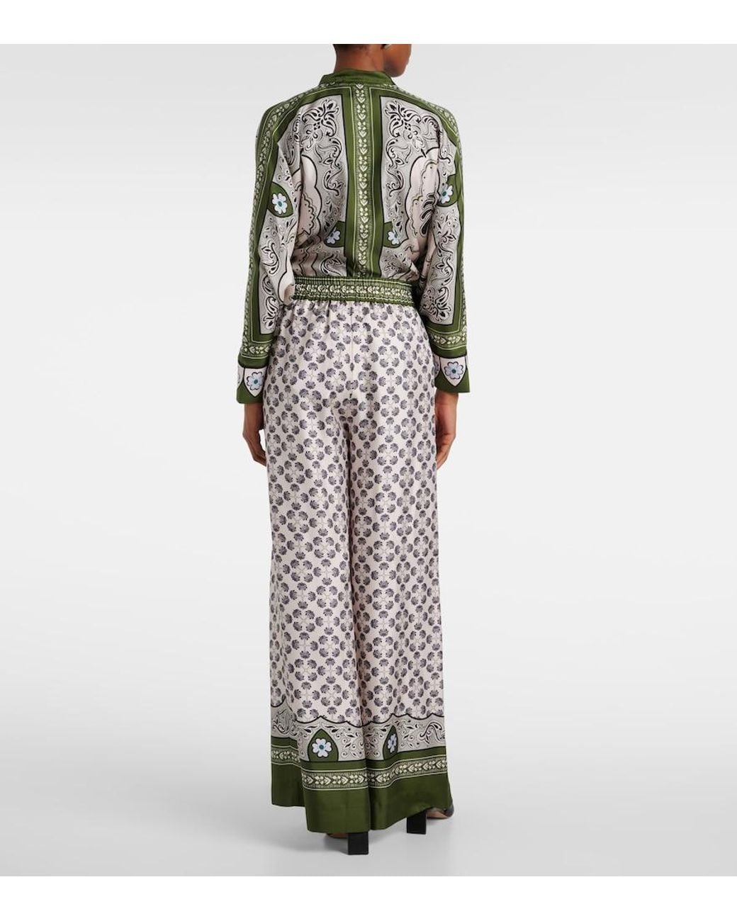 LaDoubleJ Multicolor Printed Silk Twill Palazzo Pants