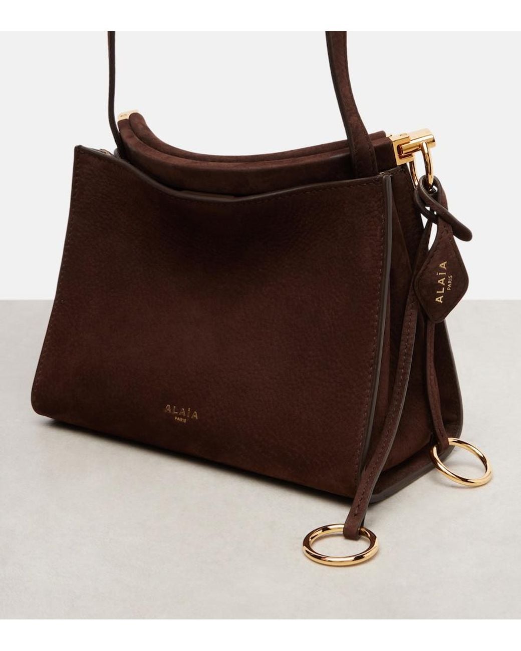 Alaïa Brown Le Click Small Suede Shoulder Bag