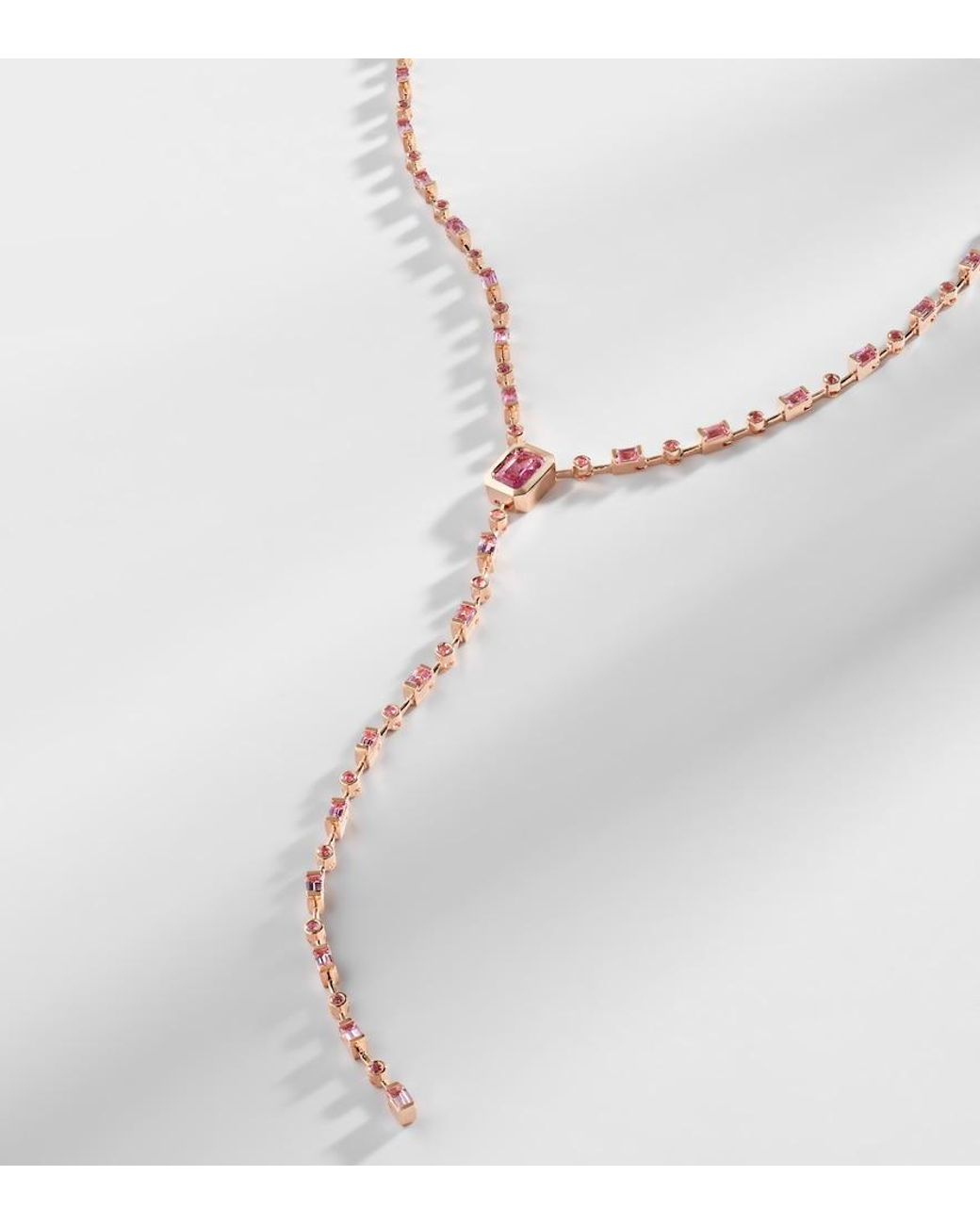SHAY White Y 18Kt Rose Lariat Necklace With Sapphires