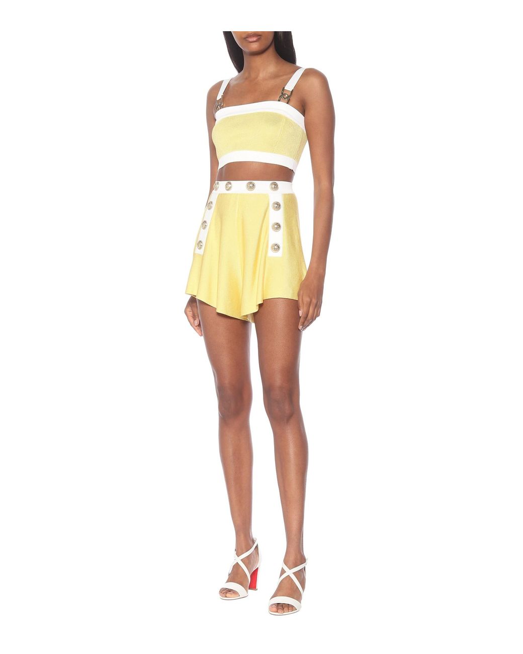 Balmain Exclusive To Mytheresa – High-rise Knit Shorts in Yellow | Lyst