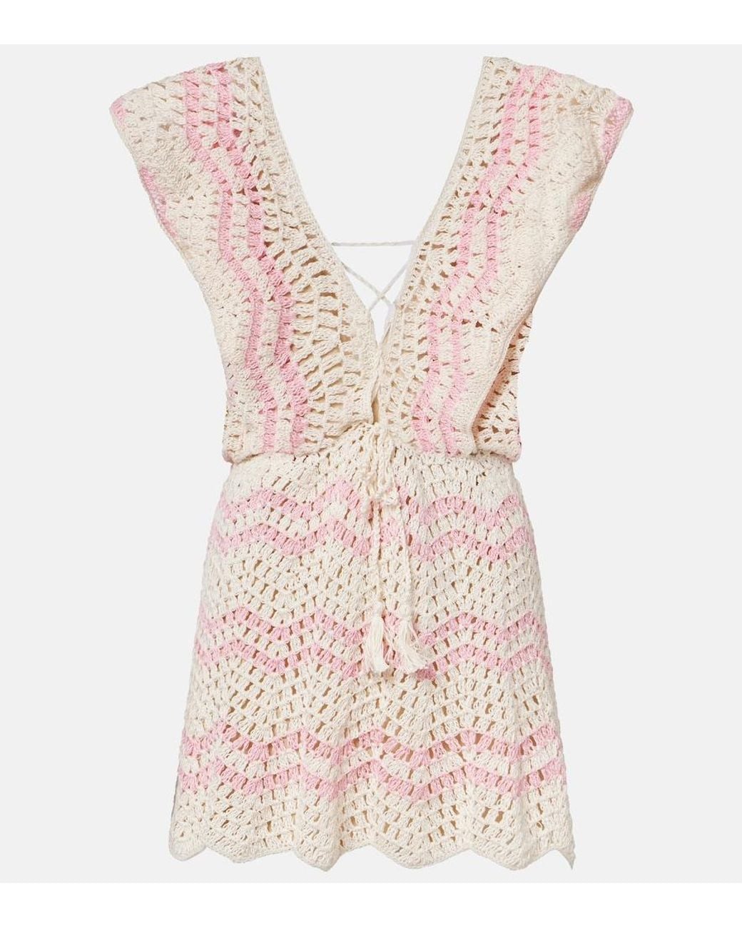 Anna Kosturova Pink Melissa Crochet Cotton Minidress