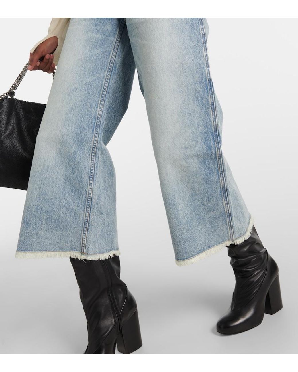 Stella McCartney Blue High-Rise Cropped Flared Jeans