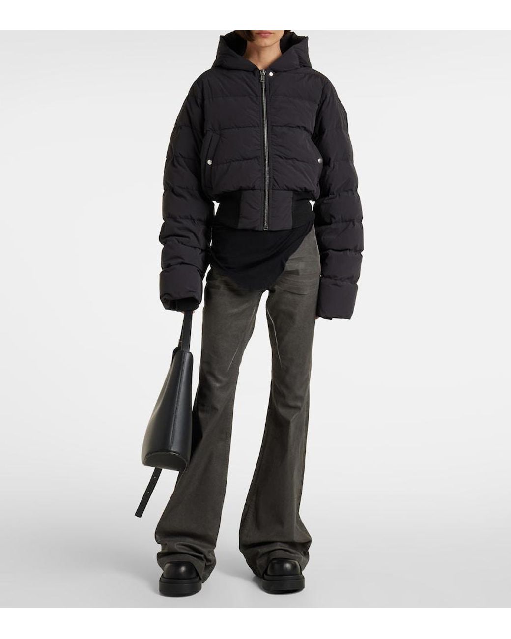 Rick Owens Black Hooded Down Jacket