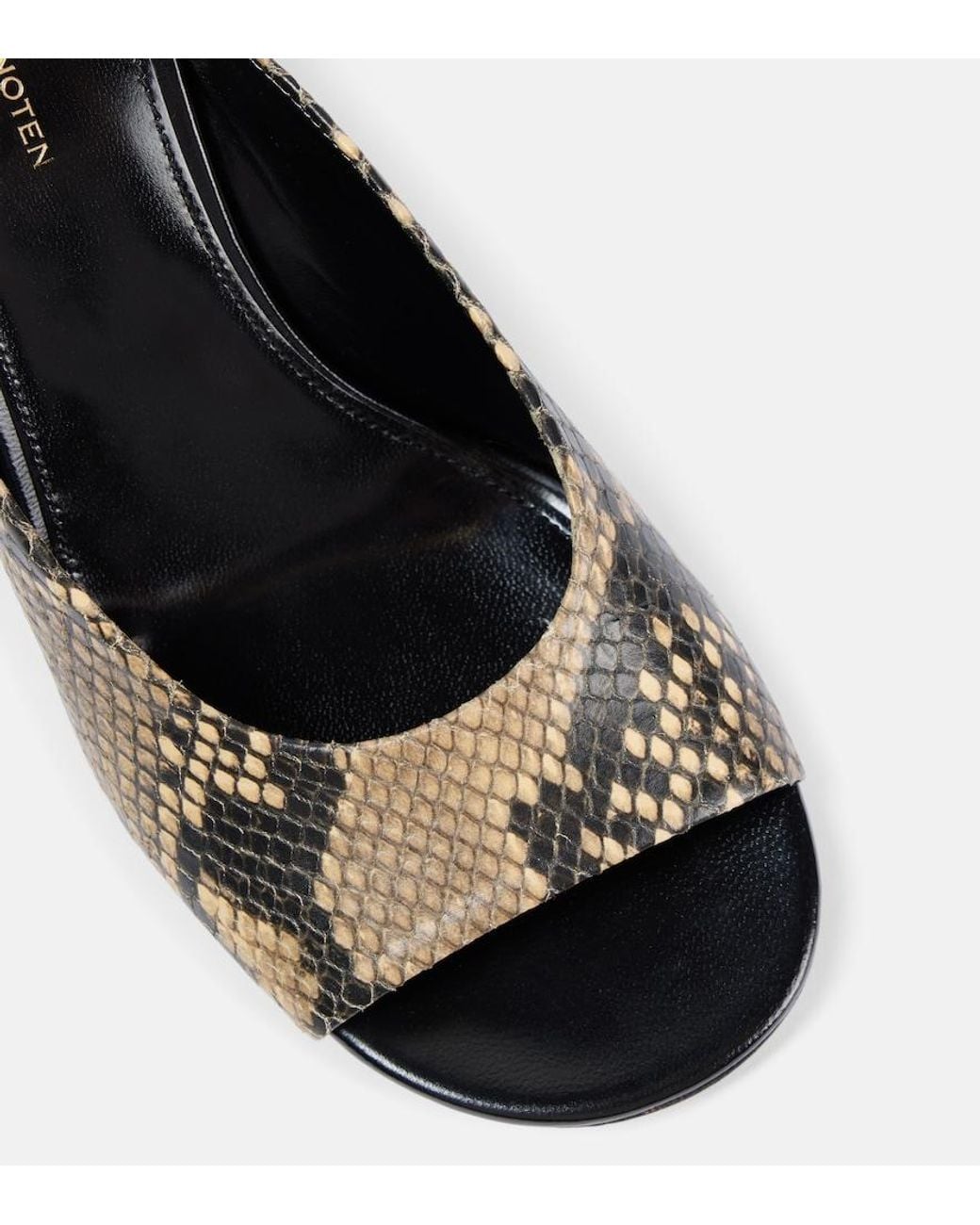 Dries Van Noten Black Snake-Effect Leather Mules