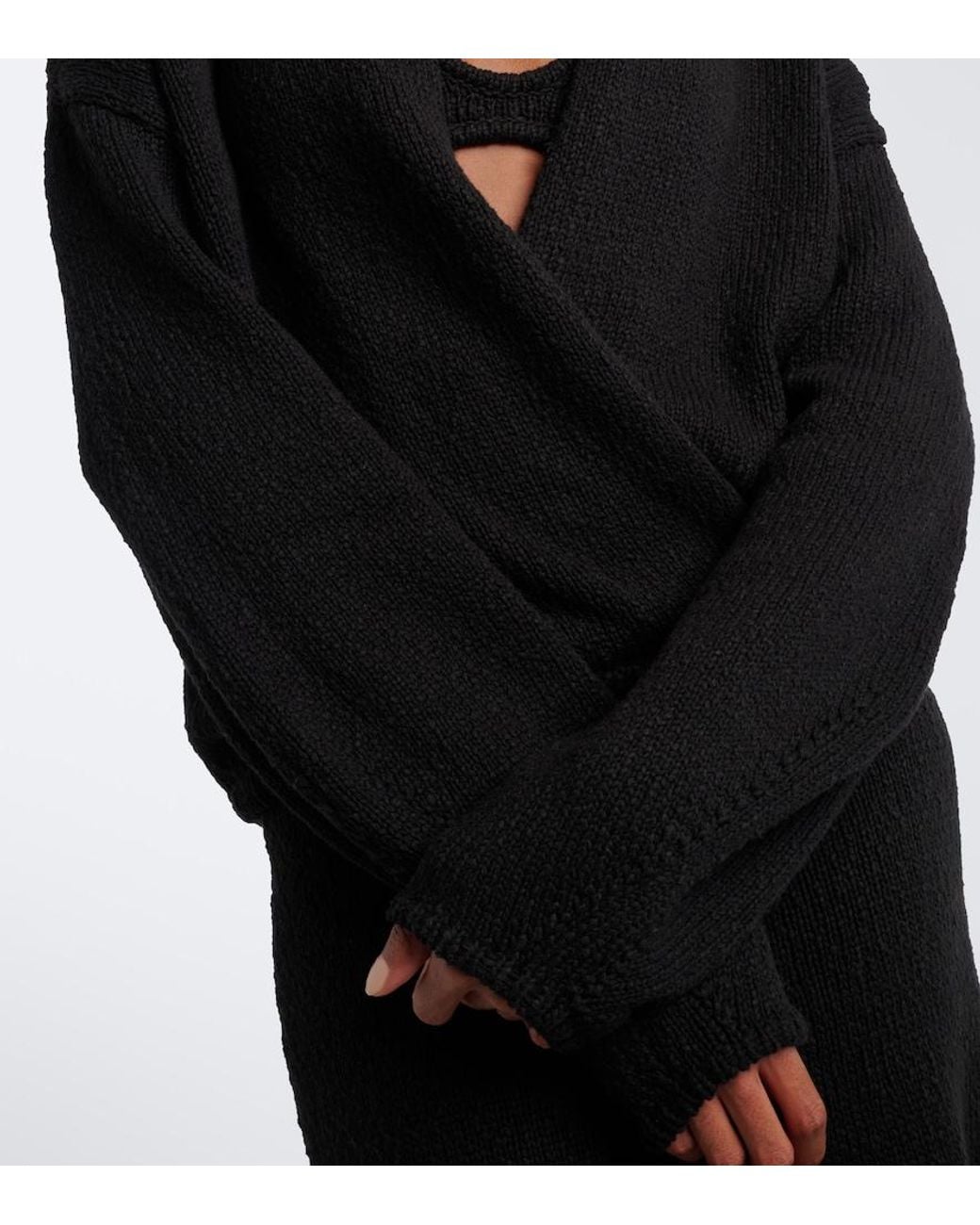 AYA MUSE Black Kena Wrap Cotton Top