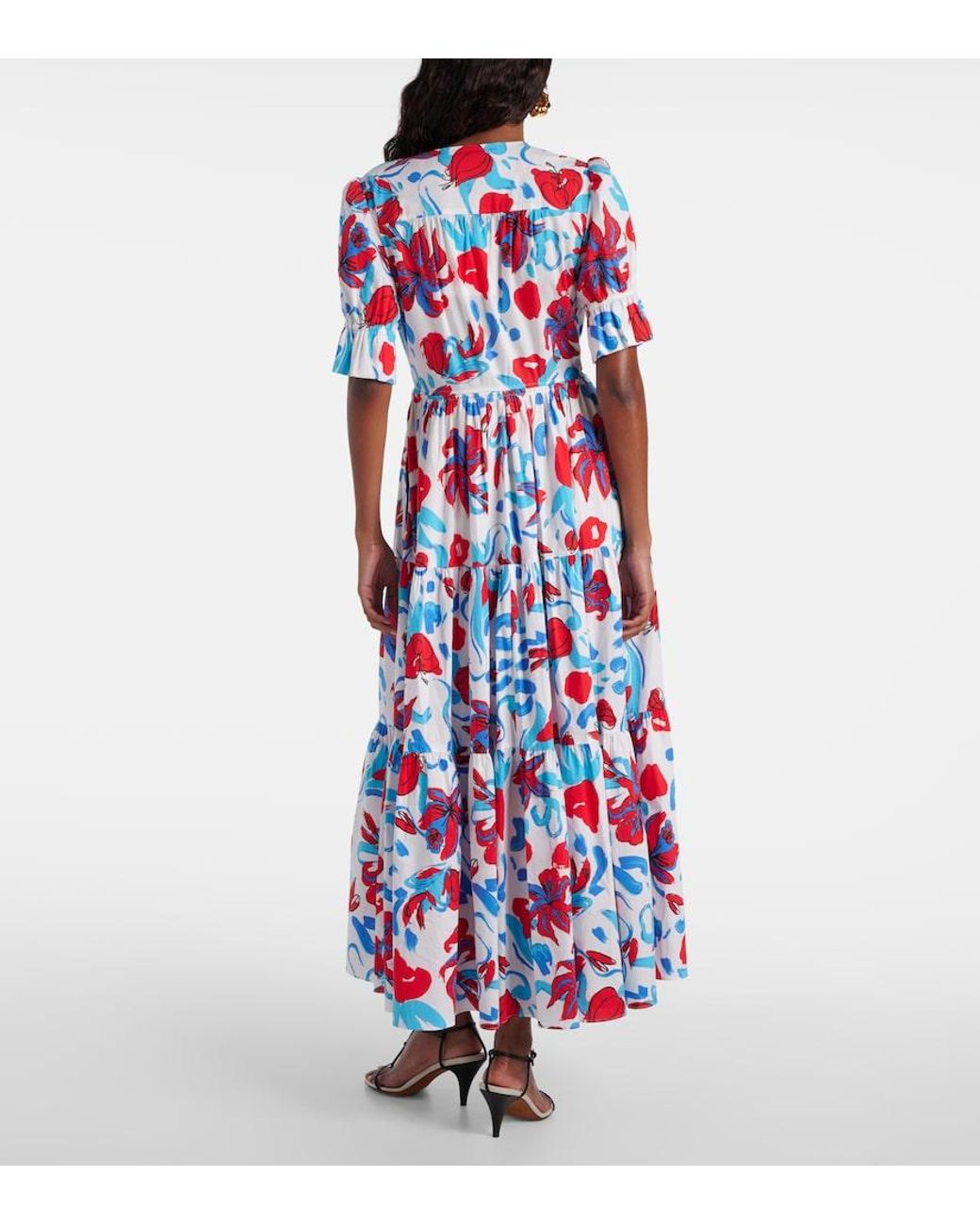 Diane von Furstenberg Blue Avery Floral Cotton-Blend Maxi Dress