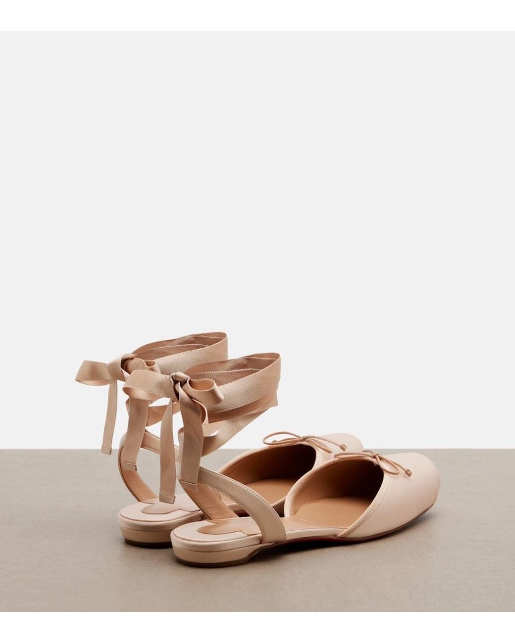 Christian Louboutin Natural Cassia Lace Up Crepe Satin Flats