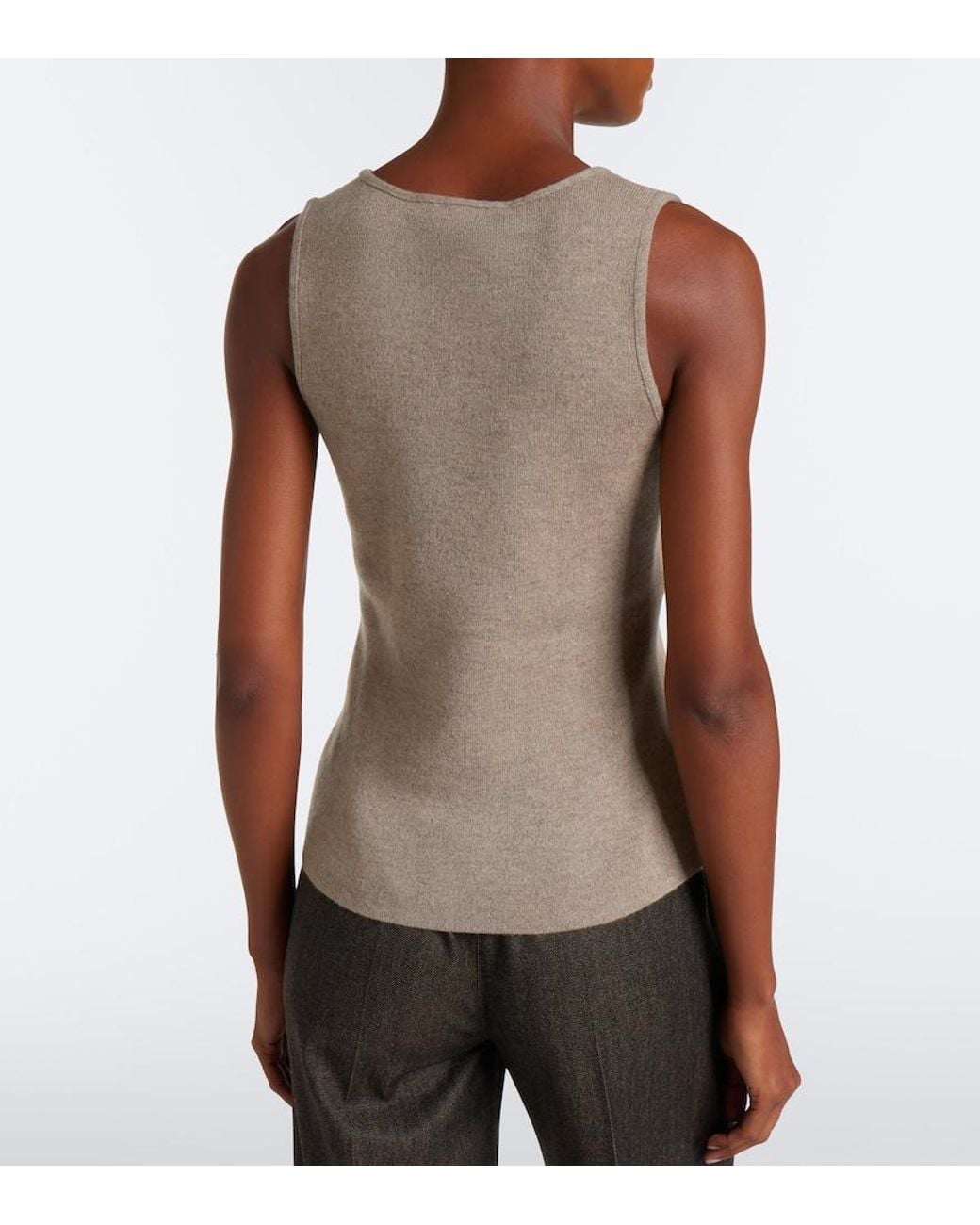 Max Mara Brown Wool And Cashmere-Paneled Suede Top