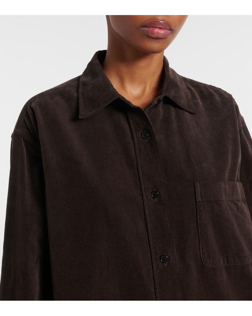 The Row Brown Nesson Cotton Shirt