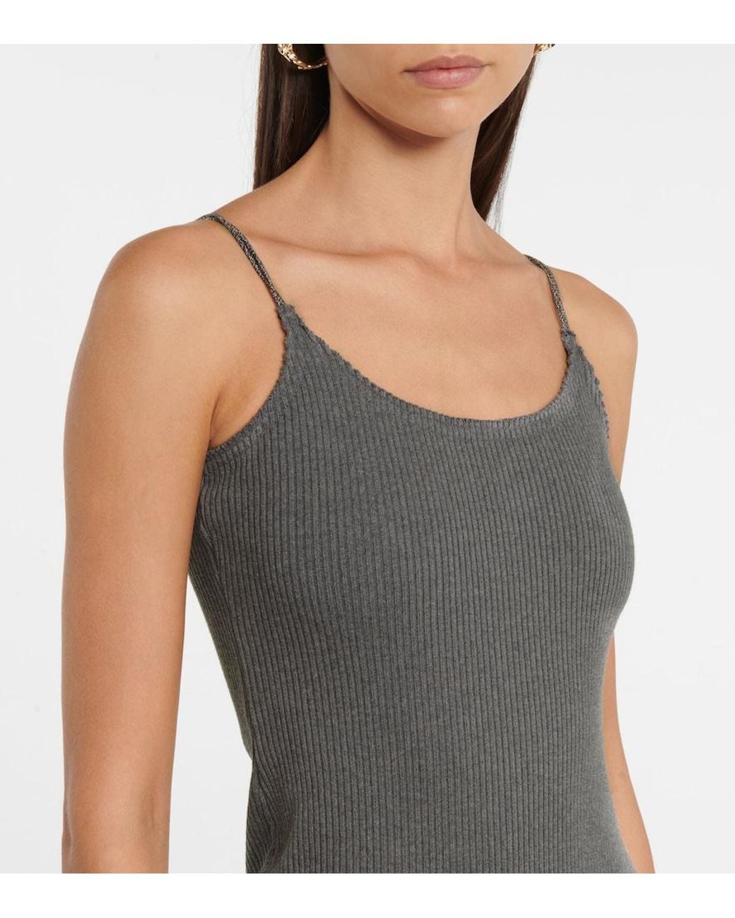 J.W. Anderson Multicolor Ribbed-Knit Cotton And Satin Midi Dress