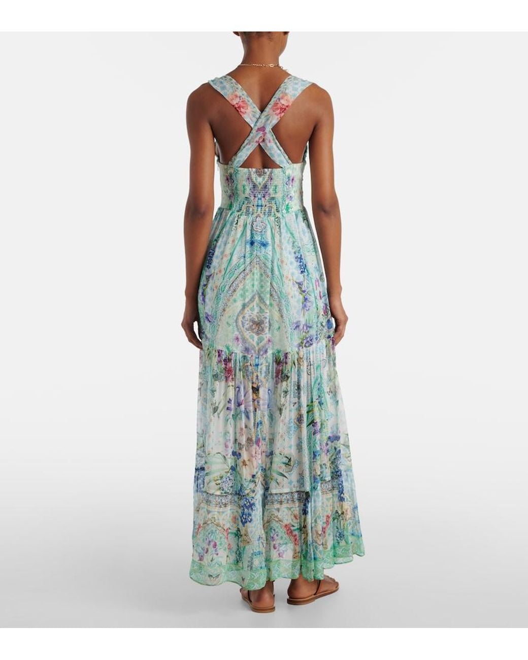 Camilla Blue Crystal-Embellished Silk Maxi Dress