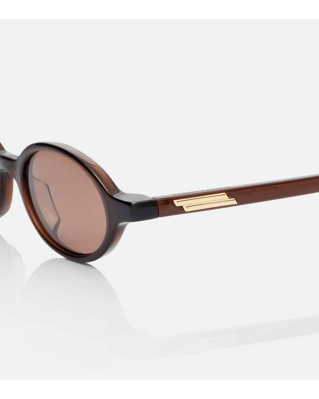 Bottega Veneta Brown Slim Ribbon Oval Sunglasses