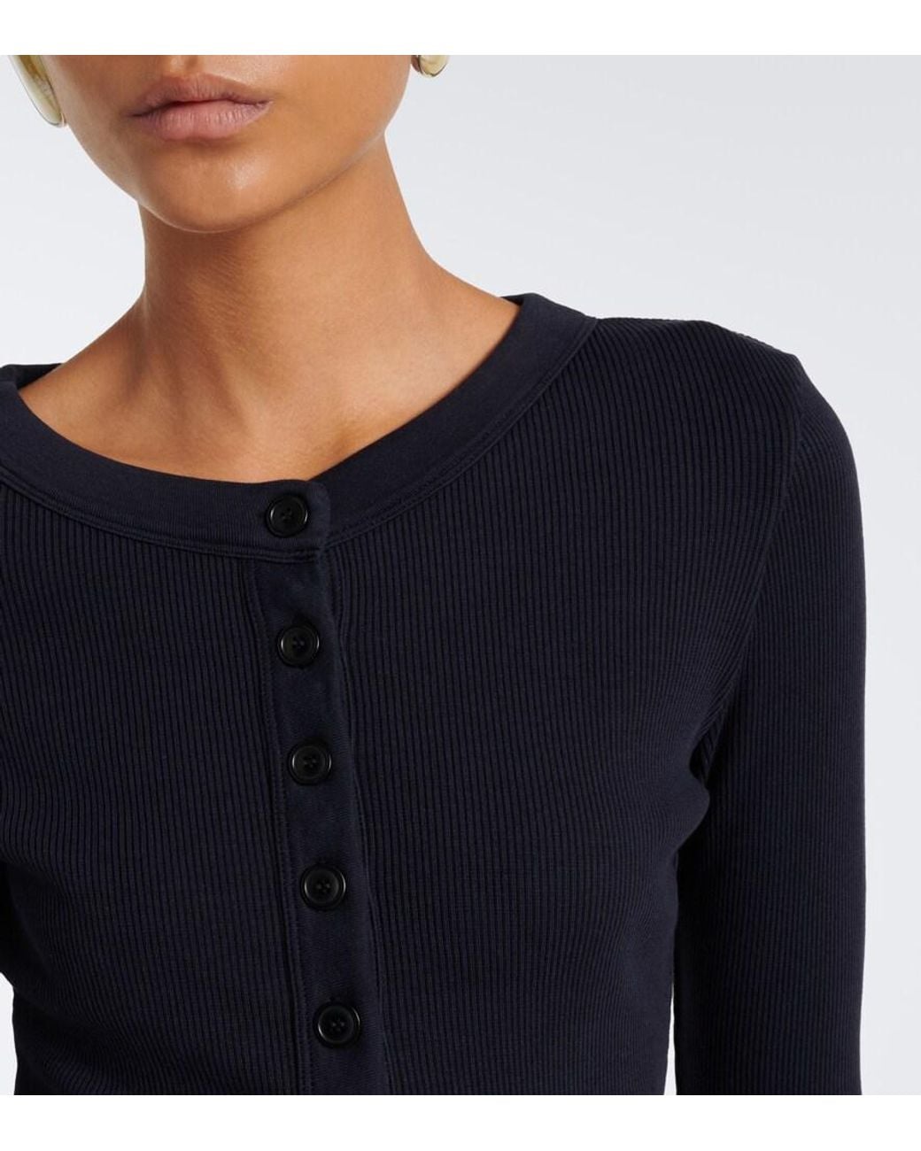 Citizens of Humanity Blue Varra Ribbed-Knit Henley Shirt