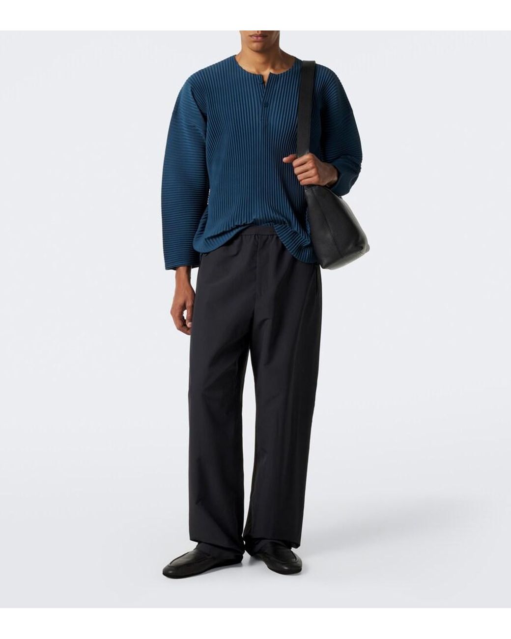Homme Plissé Issey Miyake Blue Monthly Colors: September Pleated Henley Shirt for men