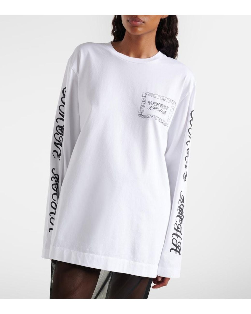 Simone Rocha White Printed Cotton Jersey Top