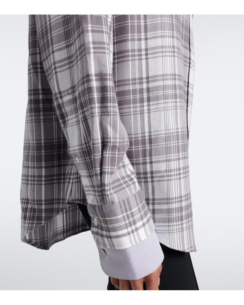 Acne Gray Checked Layered Cotton Flannel Shirt