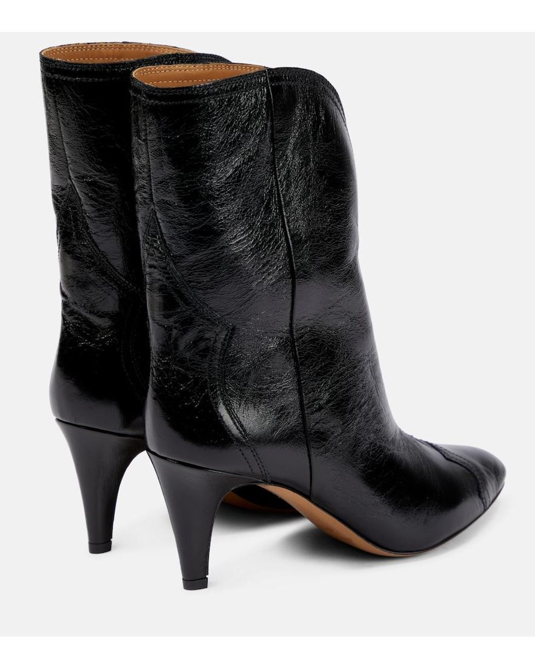 Isabel Marant Black Dytho Crinkled Leather Ankle Boots