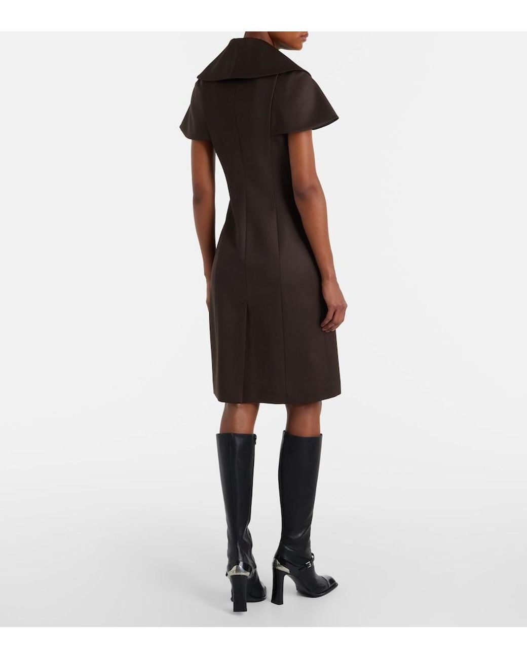 McQueen Black Draped Wool Minidress