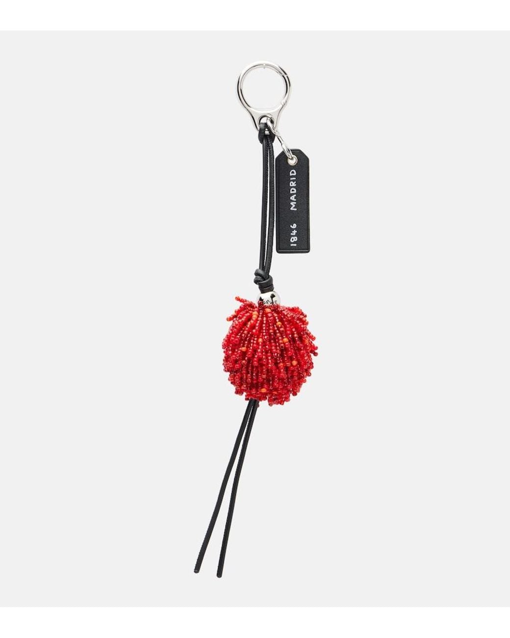Loewe Red Lion Beaded Crochet Bag Charm