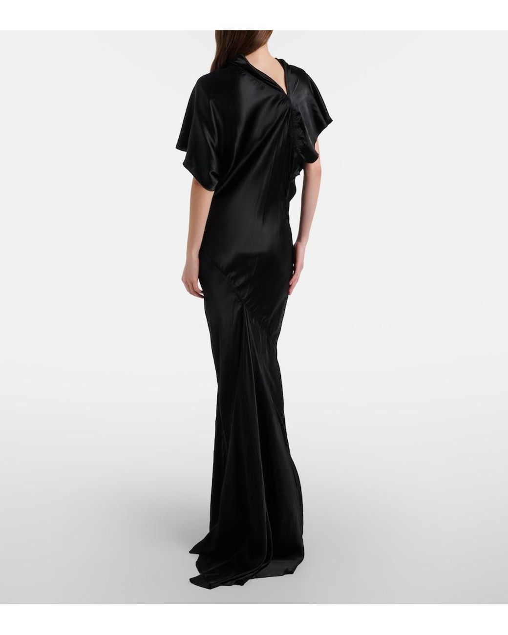 Rick Owens Black Seb Draped Satin Gown