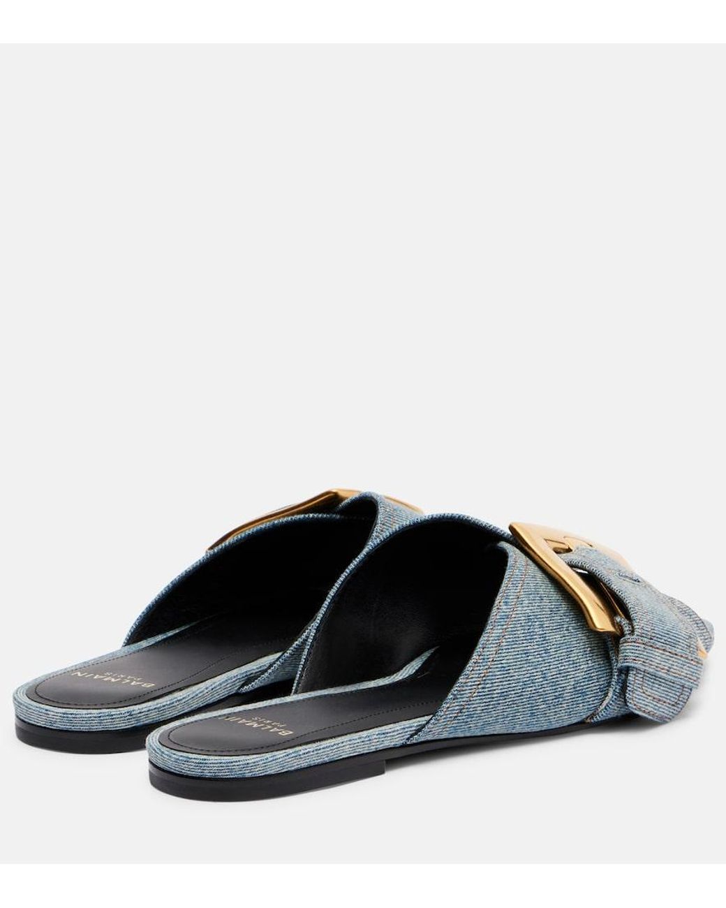 Balmain Blue Anthem Denim Slides