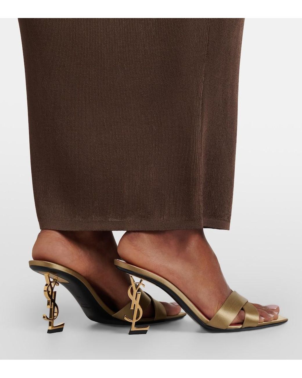 Saint Laurent Pink Opyum Crepe Satin Mules