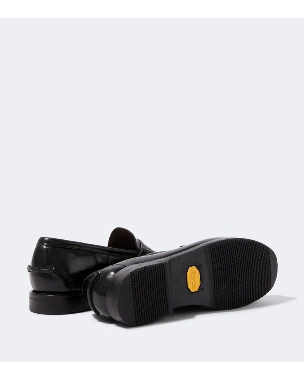 Visvim Black Fabro-Folk Leather Penny Loafers for men
