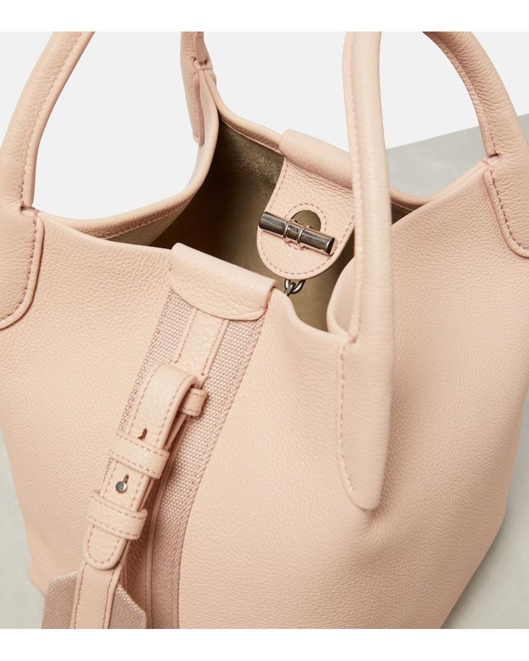 Loro Piana Natural Bale Small Leather Tote Bag