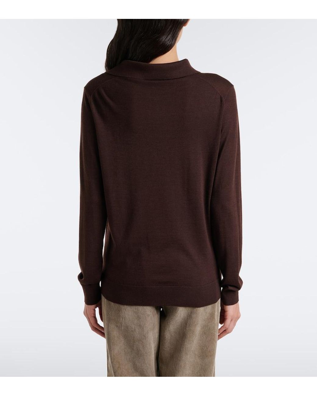 The Row Brown Pauli Wool And Silk Polo Sweater