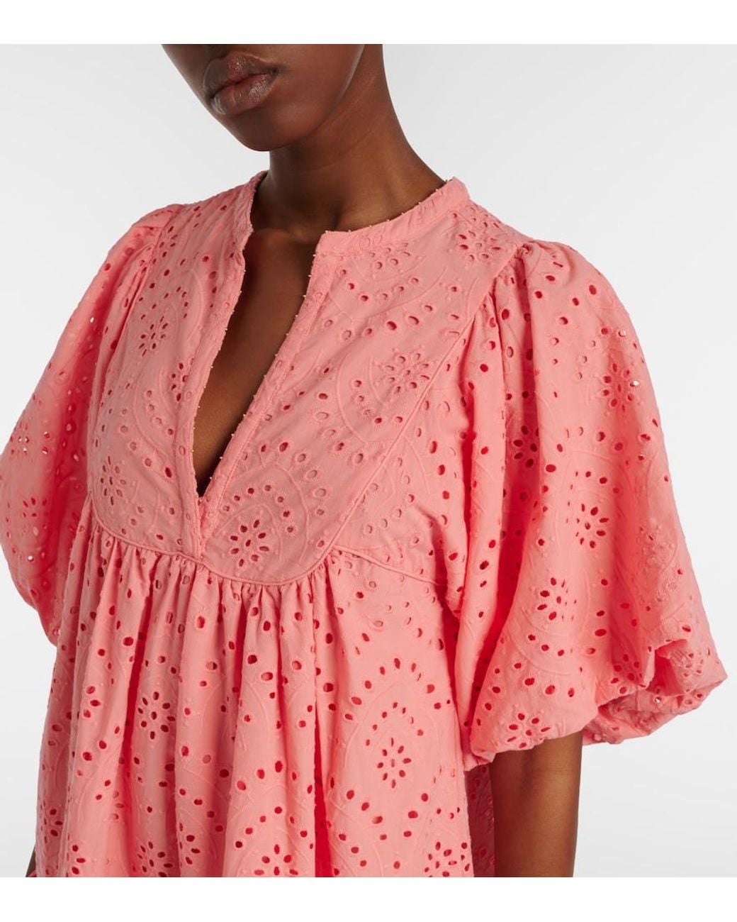 Poupette Pink Cruz Broderie Anglaise Cotton Minidress