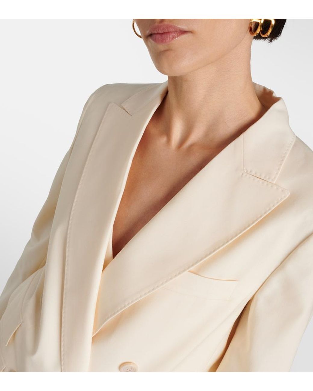 Max Mara Natural Double-Breasted Virgin Wool Blazer