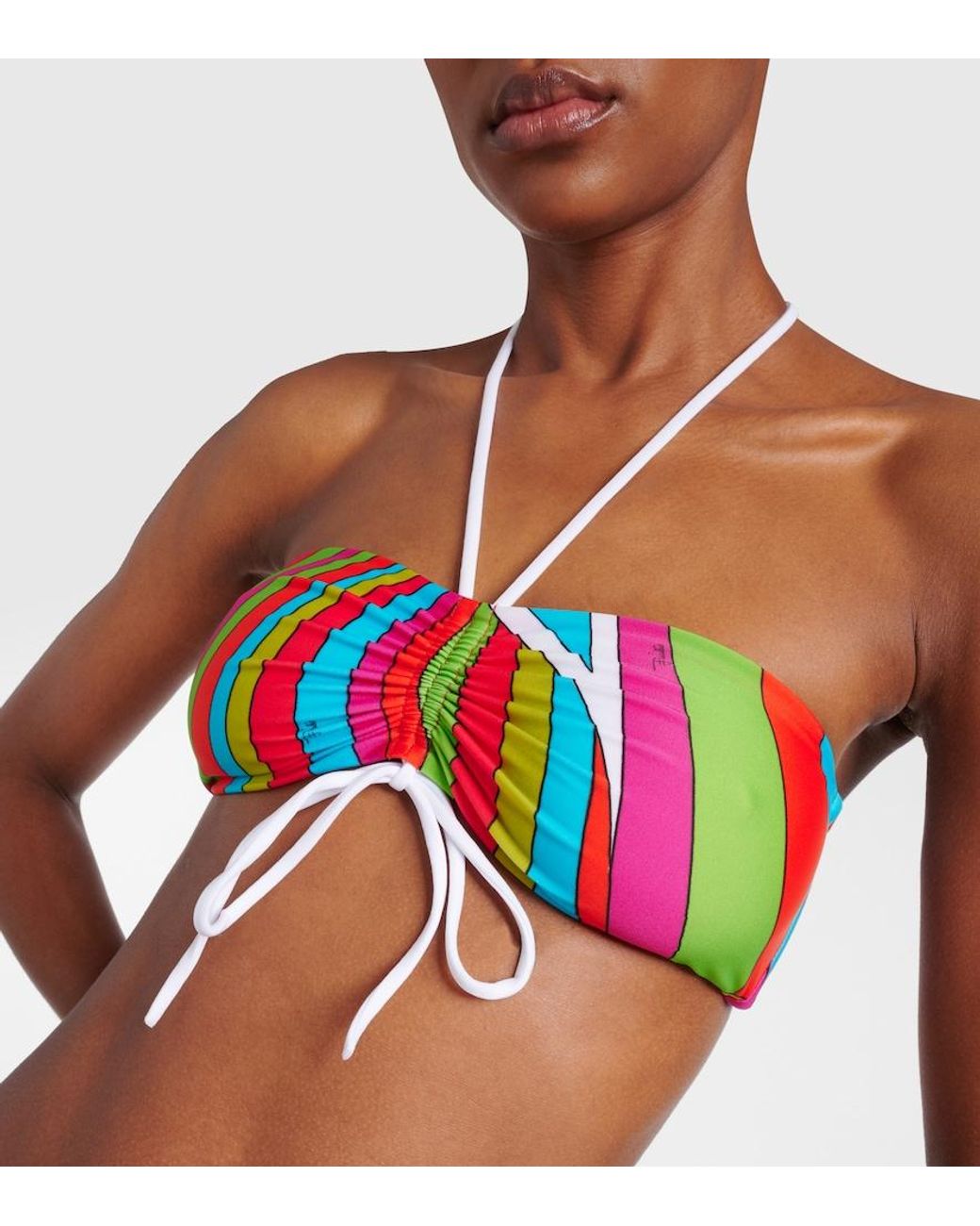 Emilio Pucci Blue Iride Printed Bandeau Bikini Top