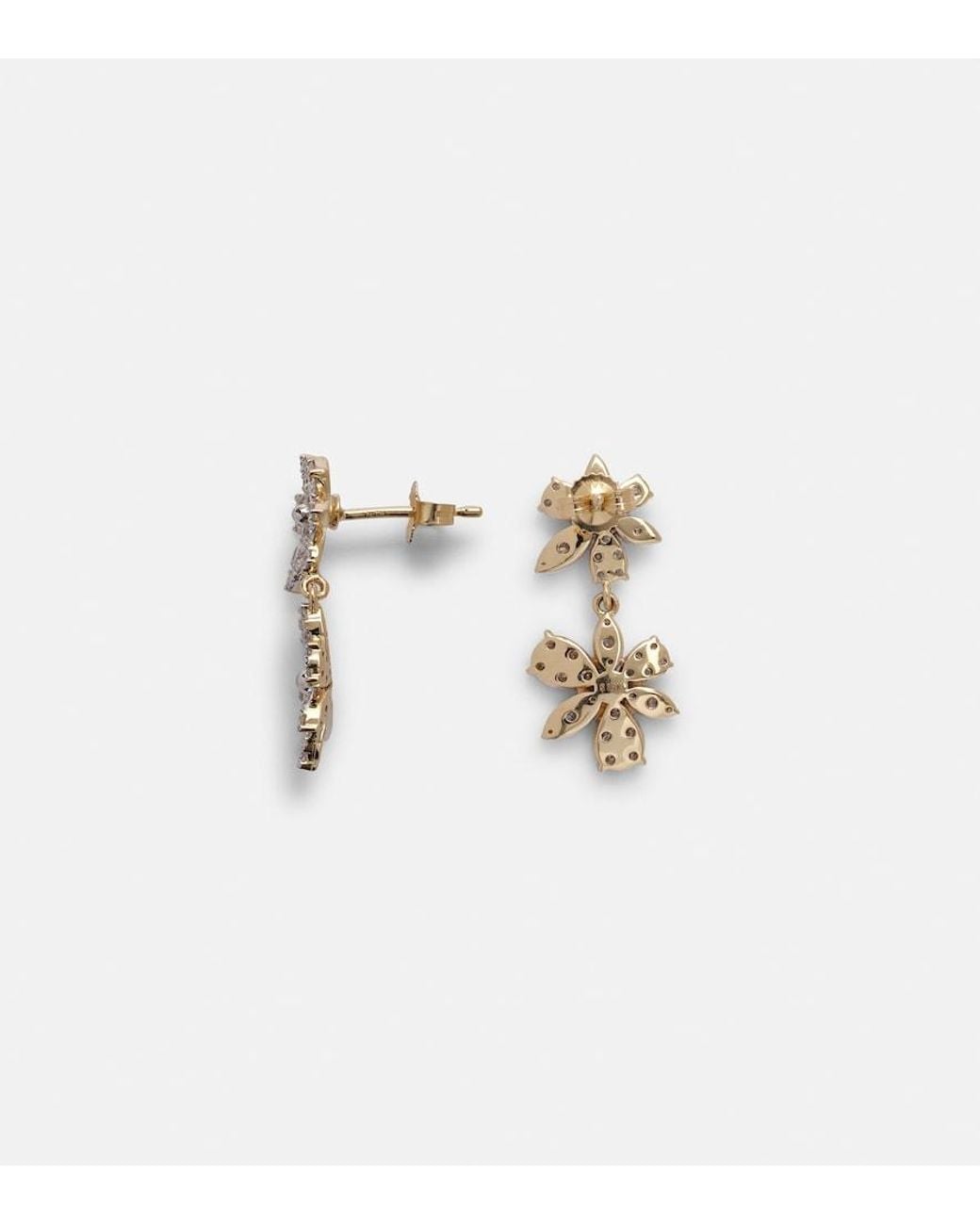 STONE AND STRAND White Grand Magnolia 14Kt Drop Earrings With Diamonds