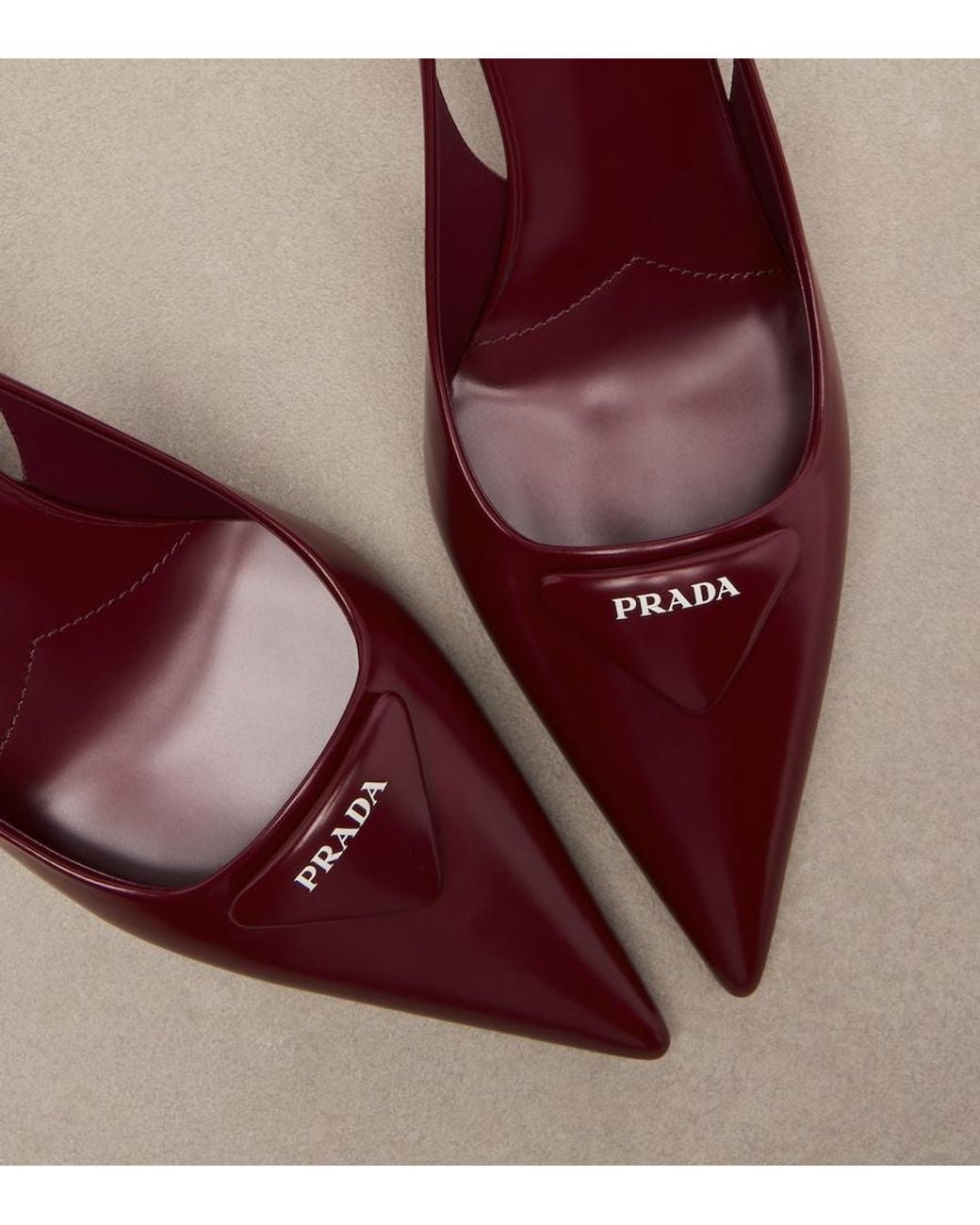 Prada Red Leather Slingback Pumps