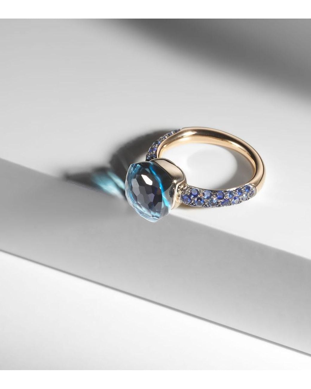 Pomellato Blue Nudo 18Kt Rose And Ring With Topaz