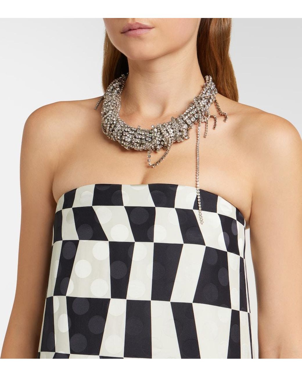 Dries Van Noten White Printed Bustier Gown