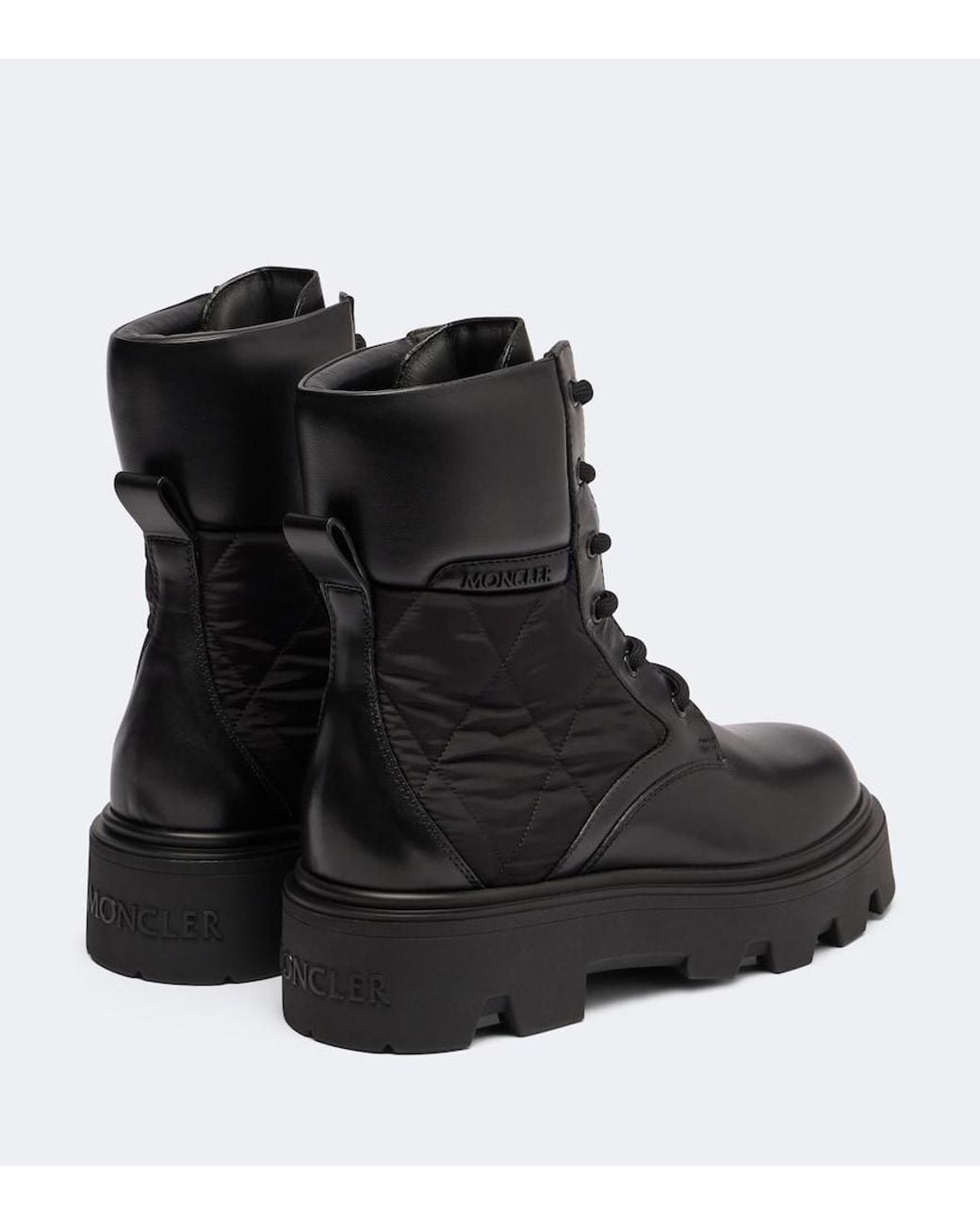 Moncler Black Aurea Leather Ankle Boots
