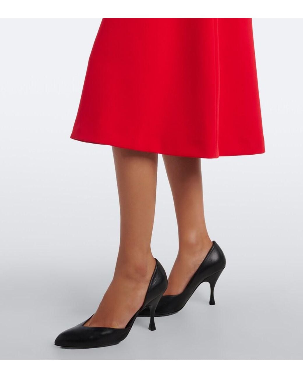 Carolina Herrera Red Bow-Detail Crepe Midi Dress