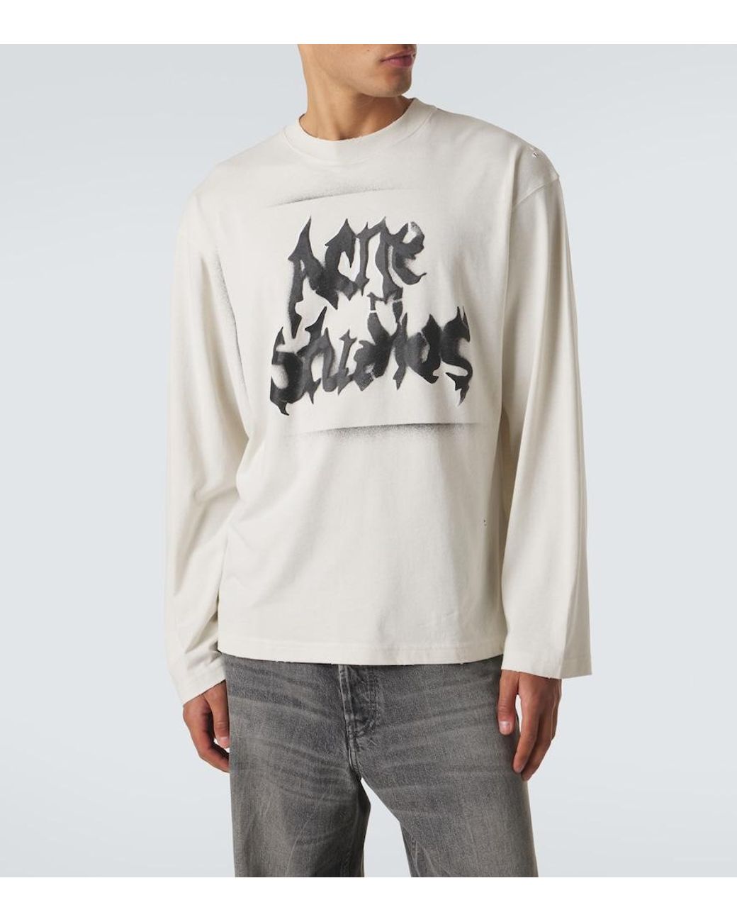 Acne Gray Logo Cotton-Blend Jersey T-Shirt for men