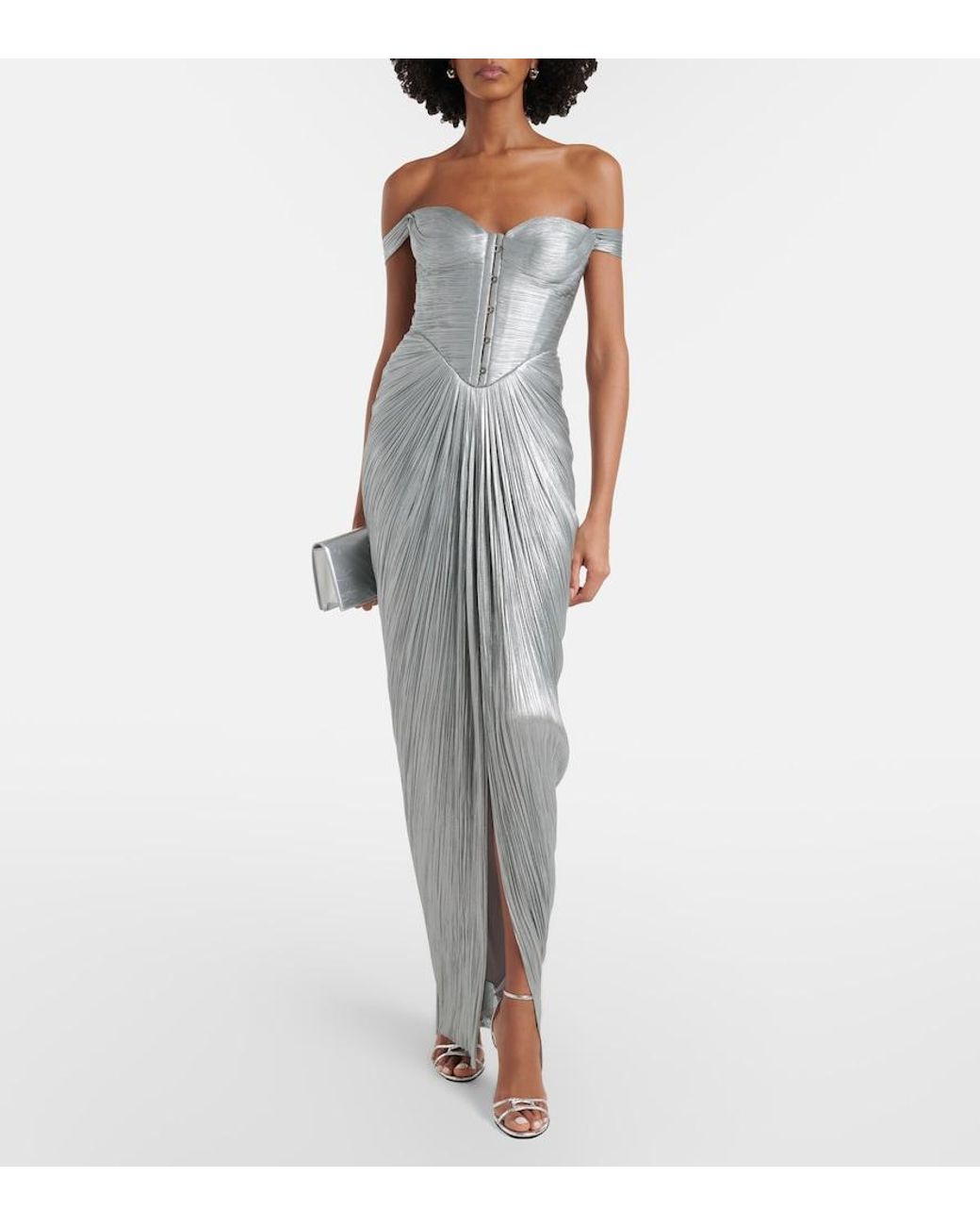 Maria Lucia Hohan Gray Susie Silk Tulle Bustier Gown