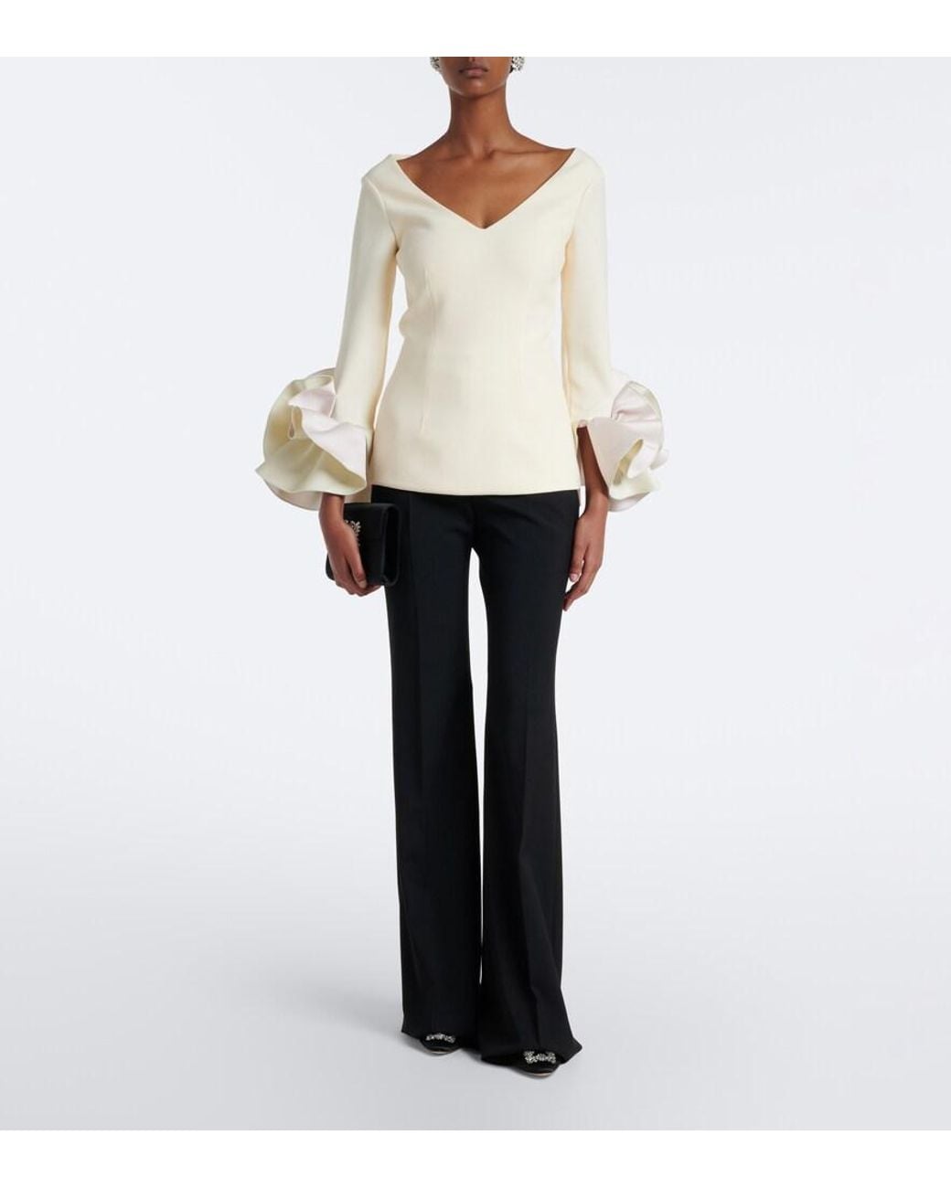 Safiyaa Natural Sintien Ruffled Crepe Top
