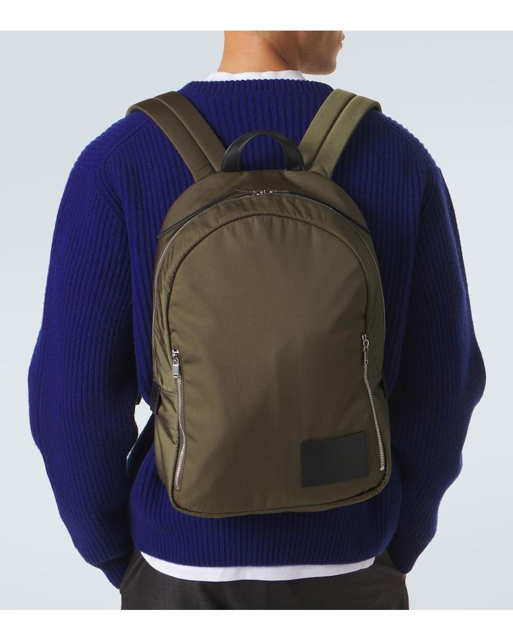 Jil Sander Green Leather-Trimmed Backpack for men