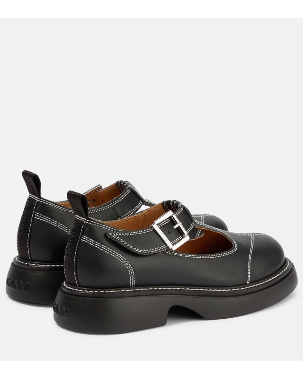 GANNI ガニー Mary jane with buckle Black EVA Black/White Everyday Buckle Mary Jane Shoes | GANNI US