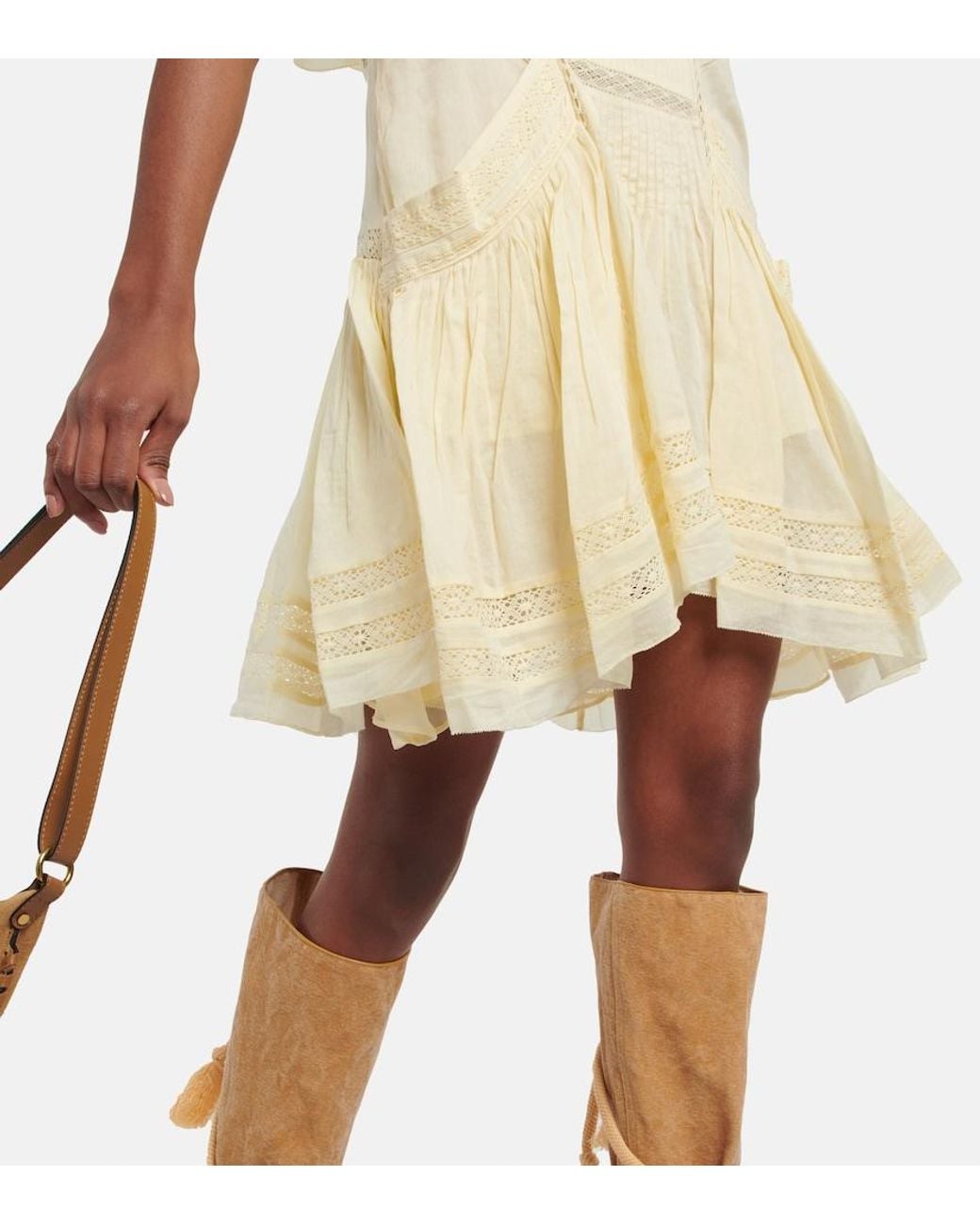 Isabel Marant Yellow Embroidered Cotton Minidress