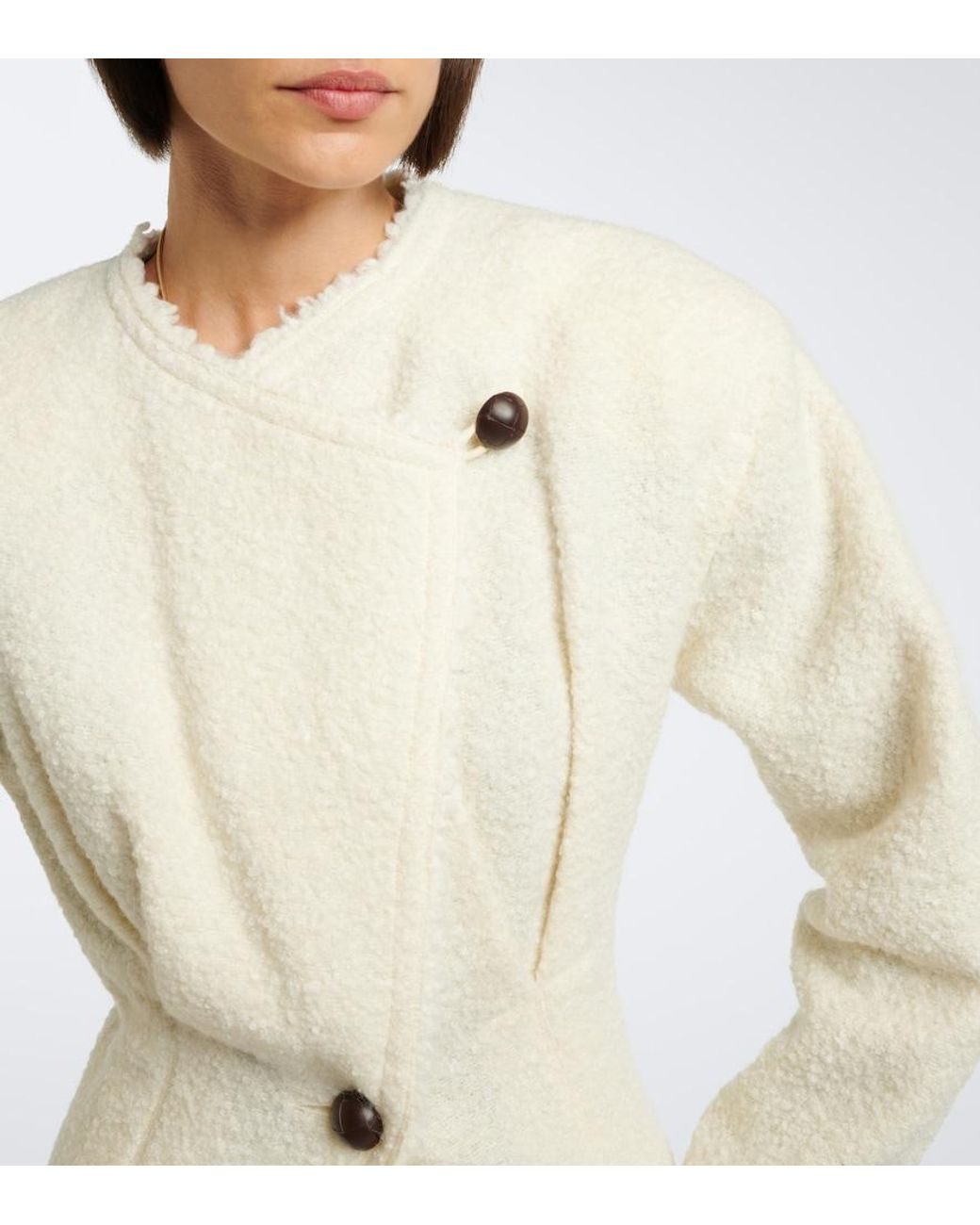 Isabel Marant White Suna Wool And Alpaca-Blend Boucle Jacket