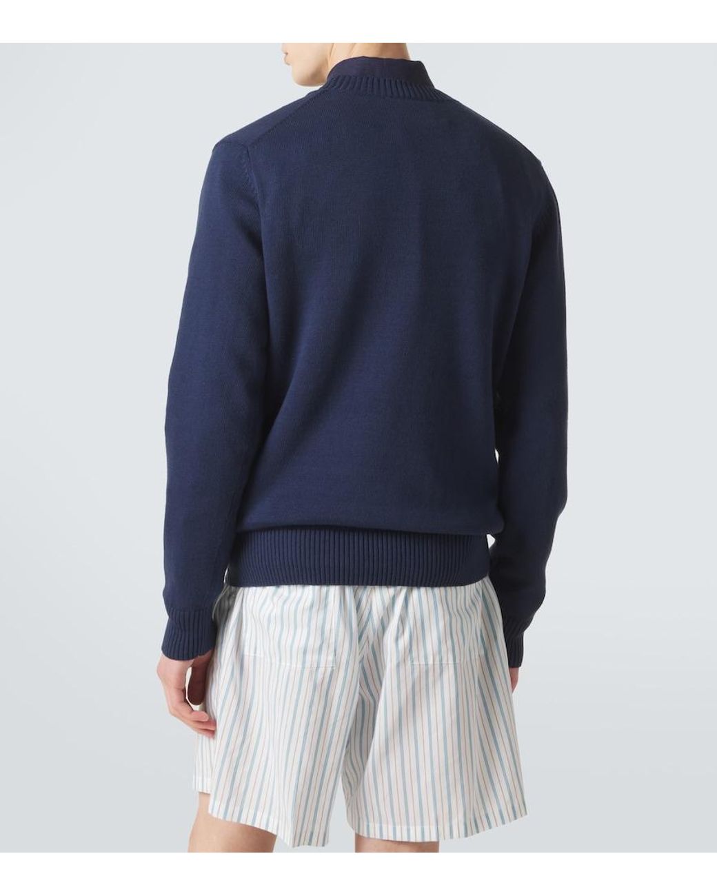 Vilebrequin Blue Jacquard Cotton And Cashmere Sweater for men